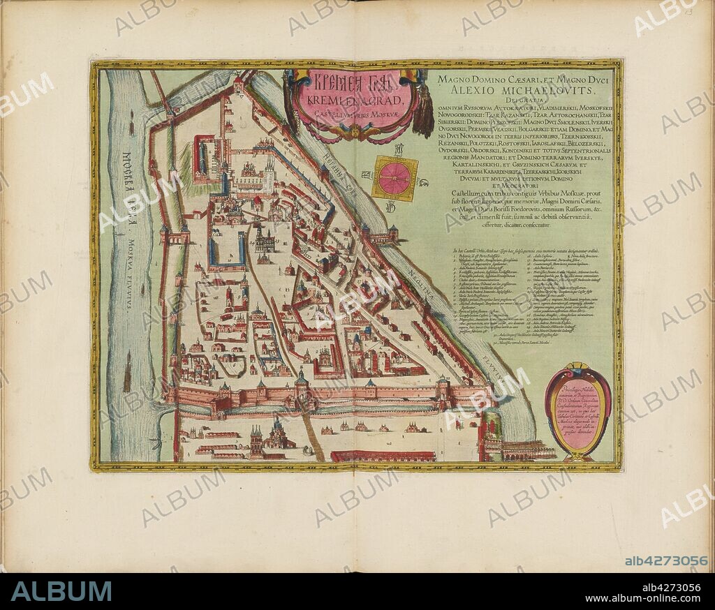 JOAN BLAEU. The Moscow Kremlin Map of the 16th century (Castellum Urbis Moskvae).