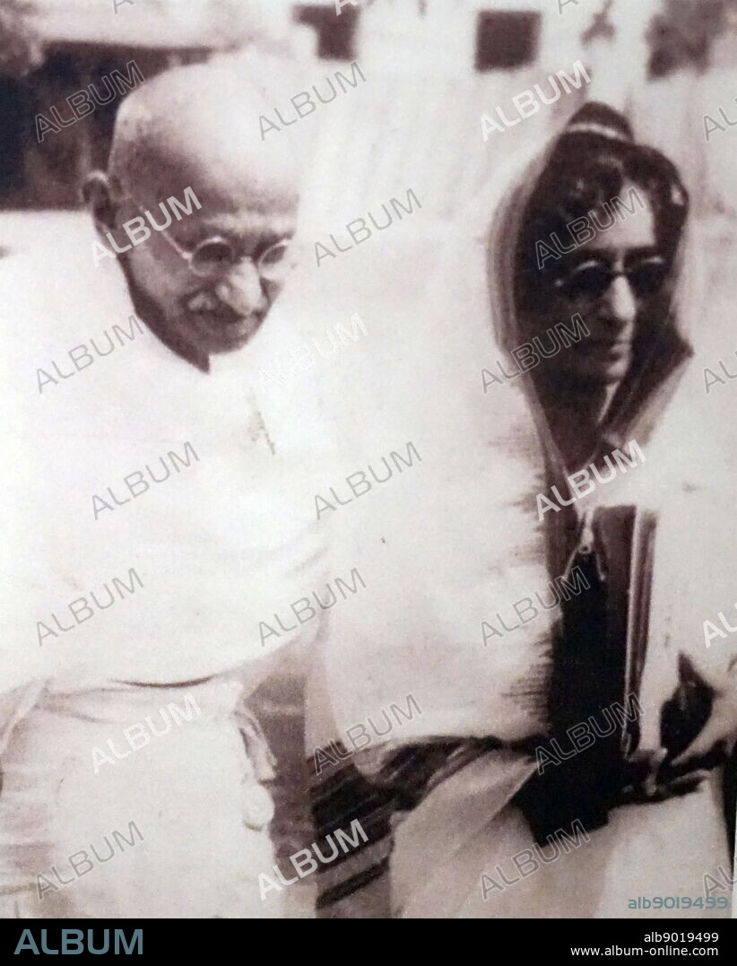 mahatma Gandhi with Rajkumari Amrit Kaur (1889 1964) health minister in the Indian Cabinet for ten years after India's independence from the British Raj in 1947. She was an eminent Gandhian, a freedom fighter, and a social activist. She was also a member of the Constituent Assembly, the body that framed the constitution of India.
