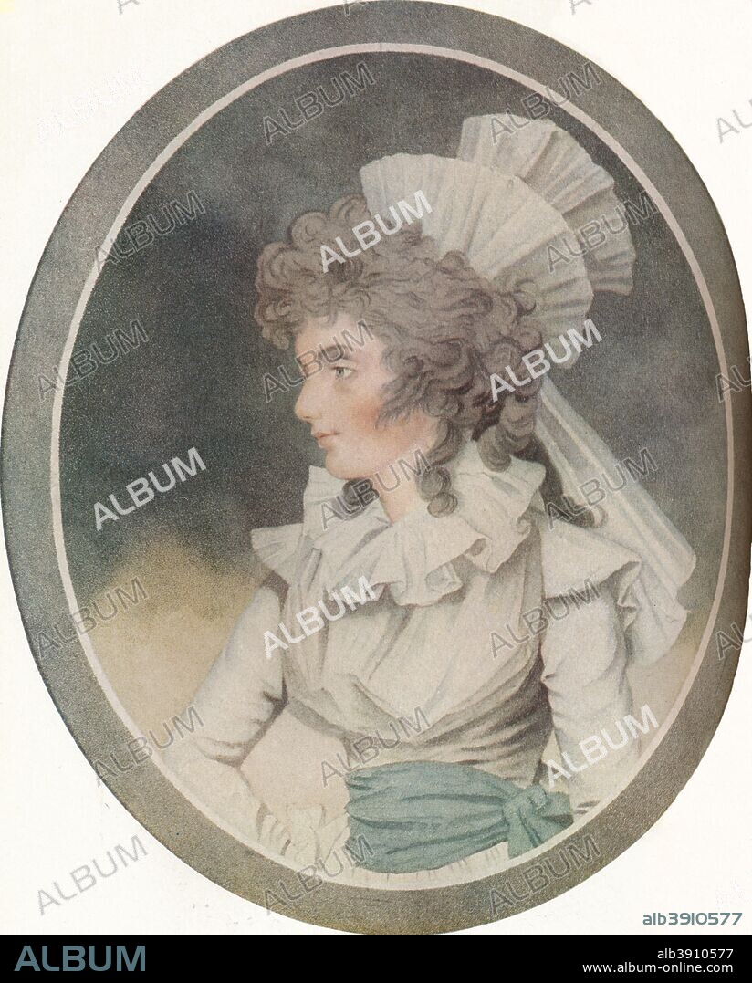 Lady Betty Foster, 1917. Elizabeth Cavendish, Duchess of Devonshire (nee Elizabeth Christiana Hervey, then Lady Elizabeth Foster), (1759-1824), is best known as an early woman novelist. She was a close friend of Georgiana Cavendish, Duchess of Devonshire. After John Downman (1750-1824). From The Connoisseur Vol XLVIII [Otto Limited, London, 1917.].