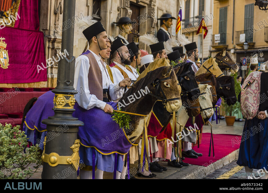 "Cavallets de Ciutat", Festa de L'Estendard, civic-religious festival commemorated by King Jaume I on December 31, 1229. Palma, Majorca, Balearic Islands, Spain.