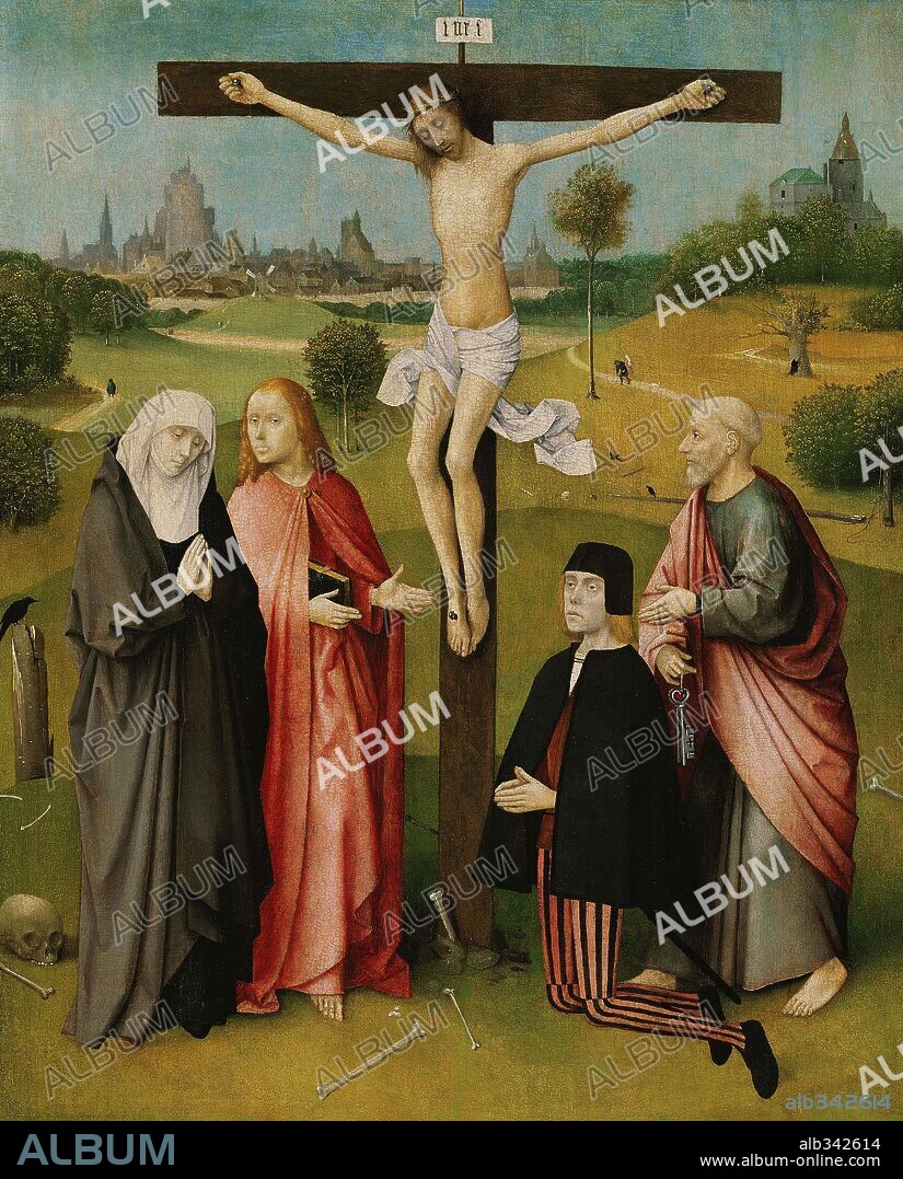 Hieronymus Bosch / 'Crucifixion with a Donor', 1480-1485, Oil on wood, 74.7 x 61 cm.