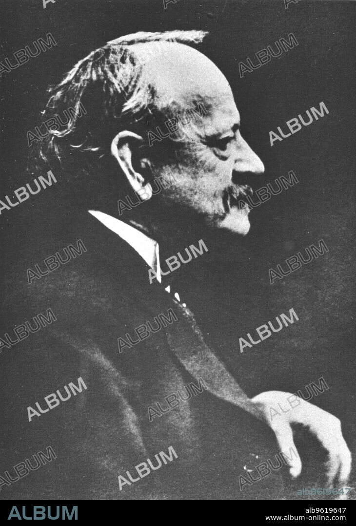 JJ Thomson, British physicist, c1922. Joseph John Thomson (1856-1940)  discovered the electron and was a pioneer of nuclear physics. In 1896 at Cambridge he began experiments on cathode rays, demonstrating that they were in fact particles with a negative charge and were much smaller than an atom. These particles were later renamed electrons. He was awarded the Nobel Prize for Physics in 1906 and was knighted in 1908.