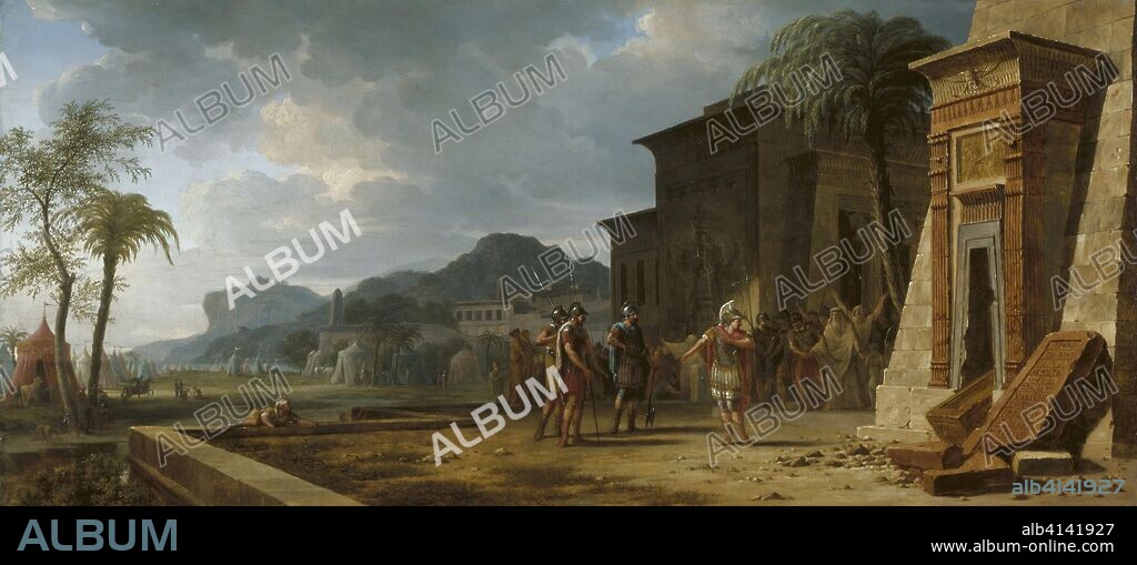 PIERRE HENRI DE VALENCIENNES. Alexander at the Tomb of Cyrus the Great. Pierre-Henri de Valenciennes; French, 1750-1819. Date: 1796. Dimensions: 16 9/16 × 35 7/8 in. (42 × 91.1 cm). Oil on canvas. Origin: France.