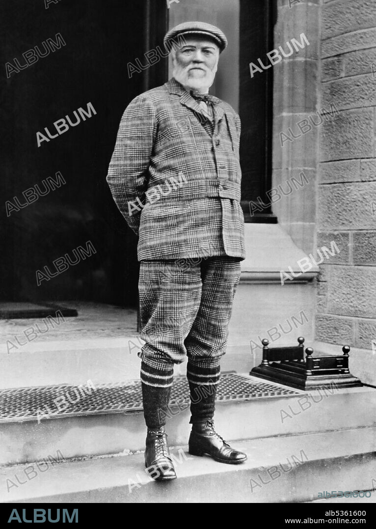 Andrew Carnegie (1835-1919) Scottish-American Industrialist and Philanthropist, Portrait in Plaid Suit and Knickers, New York World-Telegram and the Sun Newspaper Photograph Collection, 1910.