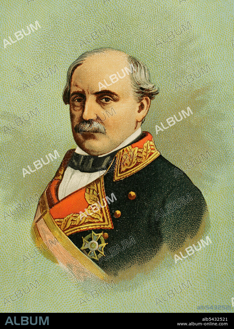 Manuel Gutiérrez de la Concha (1808-1874). 1st Marquis of the Duero (1808-1874). Spanish military and politician. Portrait. Chromolithography. Historia General de España (General History of Spain), by Miguel Morayta. Volume IX. Madrid, 1896.