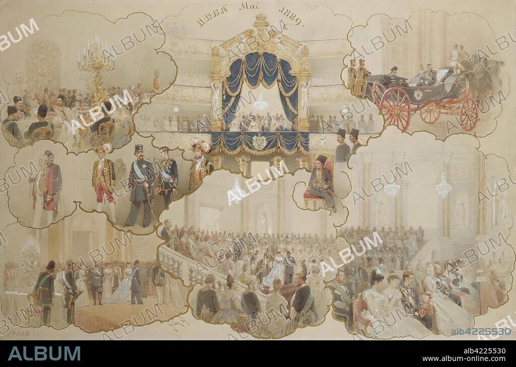 MIHALY ZICHY. 'Reception of Nasir-al-Din, King of Persia, during His Visit to St. Petersburg on 11-14 May 1889'. Russia, 1889. Dimensions: 35,7x54,3 cm.