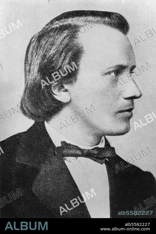 Brahms, Johannes Composer, Hamburg 7.5.1833 - Vienna 3.4.1897. Portrait photo, 1865 (J.Algeyer, Karlsruhe).