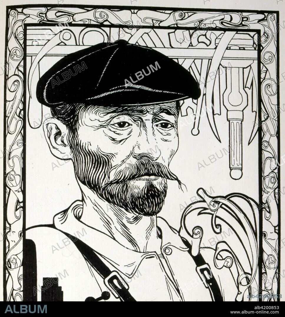 Illustration from Ephraim Moses Lilien 'Lieder des Ghetto'. by Morris Rosenfeld.