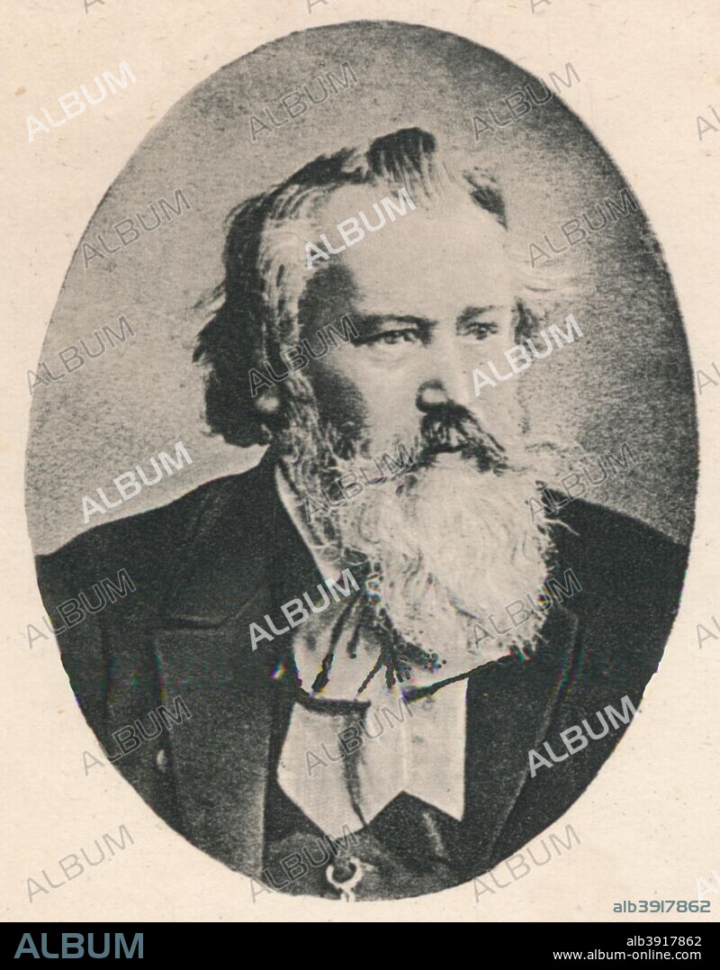 'Brahms.', 1893, (1895). Johannes Brahms (1833-1897), German composer and pianist. From The Musical Educator, Volume III by John Greig, M.A., Mus. Doc. [T. C. & E. C. Jack, Edinburgh, 1895.].