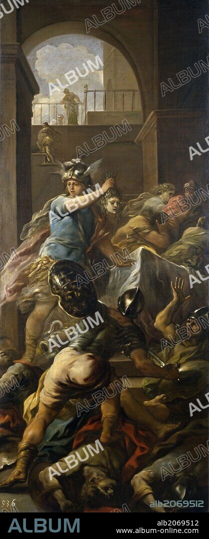 Luca Giordano / 'Perseo vencedor de Medusa', Hacia 1698, Escuela Italiana, Óleo sobre Lienzo, 223 cm x 91 cm, P00194.