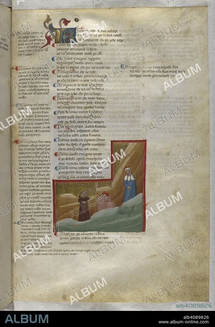 Purgatorio:  Dante sees a vision of the mourning Lavinia. Dante Alighieri, Divina Commedia ( The Divine Comedy ), with a commentary in Latin. 1st half of the 14th century. Source: Egerton 943, f.93. Language: Italian, Latin.