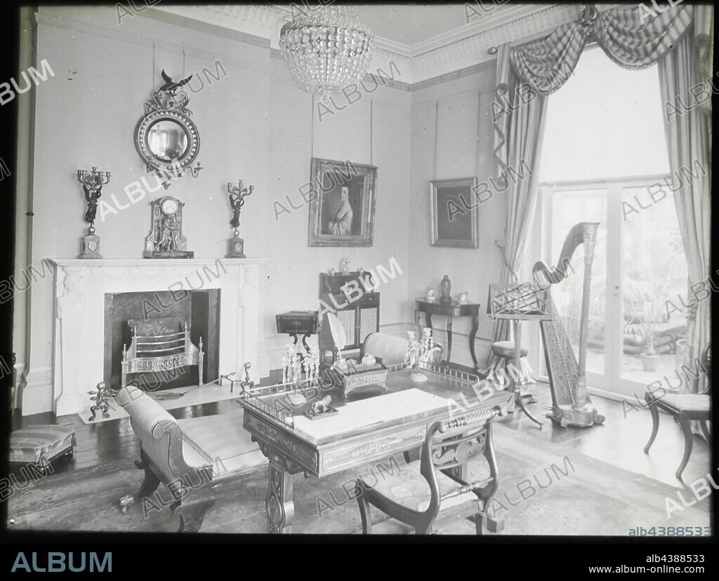 Lantern Slide - Period Room, 'The Museum of Art Regency Rooms', 1909-1930, One of a set of ninety magic lantern slides containing images of artefacts, art works, decorative arts, interiors and furniture which appear to belong to various museum and gallery collections in the United Kingdom. The Francis Collection of pre-cinematic apparatus and ephemera was acquired by the Australian and Victorian Governments in 1975.
