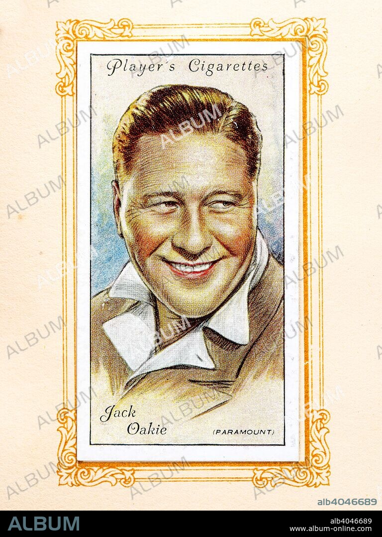 Jack Oakie, 1934. Jack Oakie (November 12, 1903 - January 23, 1978) was an American actor, starring mostly in films, but also working on stage, radio and television. From An Album of Film Stars; Second Series issued by John Player & Sons. [Imperial Tobacco & Co Ltd, 1934].