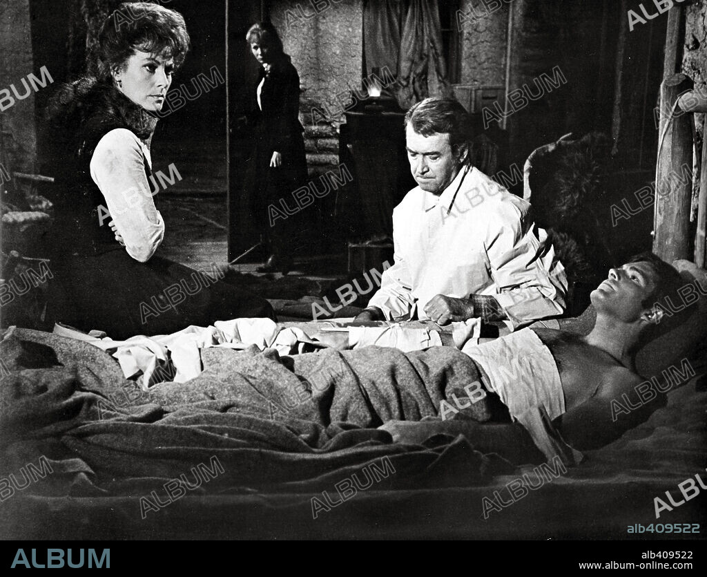 JAMES STEWART, JULIET MILLS and MAUREEN O'HARA in THE RARE BREED, 1966, directed by ANDREW V. MCLAGLEN. Copyright UNIVERSAL PICTURES.