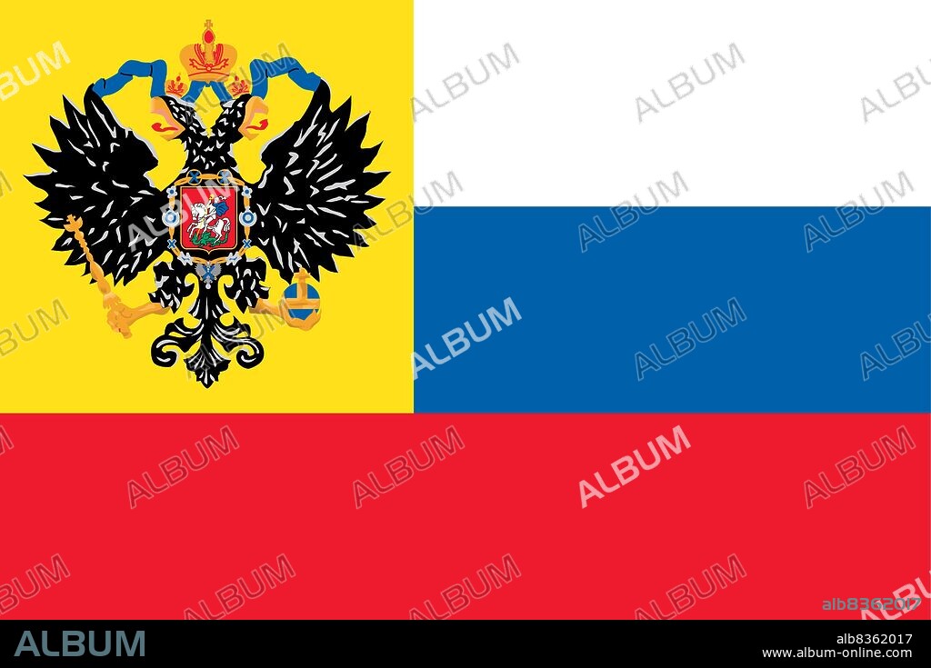 Historical flag of the Russian Empire from 1914 to 1917.