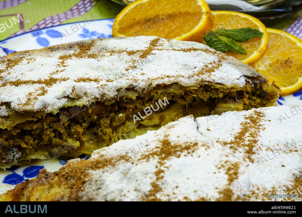 Moroccan pastilla cake, Fez, morocco, africa.