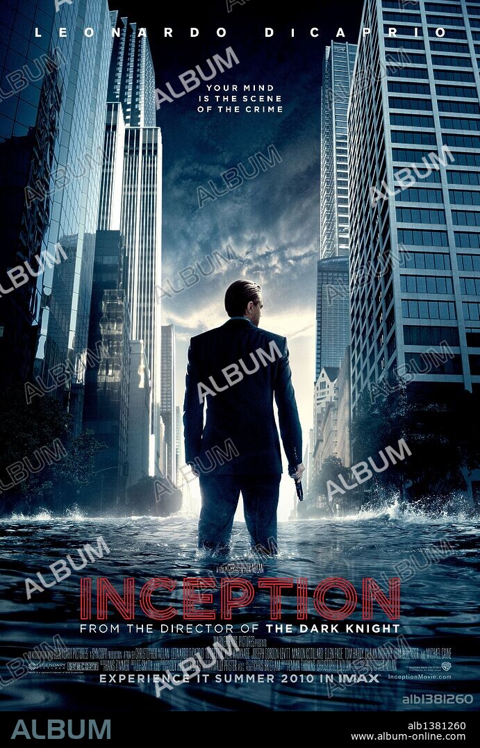 Poster of INCEPTION, 2010, directed by CHRISTOPHER NOLAN. Copyright WARNER BROSS PICTURES/SYNCOPY/LEGENDARY PICTURES.