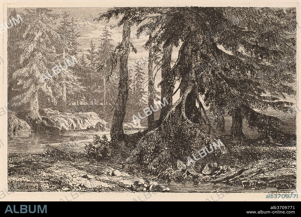 Essais de gravure à l'eau forte par Alexandre Calame, III, pl. 16. Dated: 1845. Dimensions: plate: 9 x 13.6 cm (3 9/16 x 5 3/8 in.)  sheet: 26.8 x 35.8 cm (10 9/16 x 14 1/8 in.). Medium: etching.