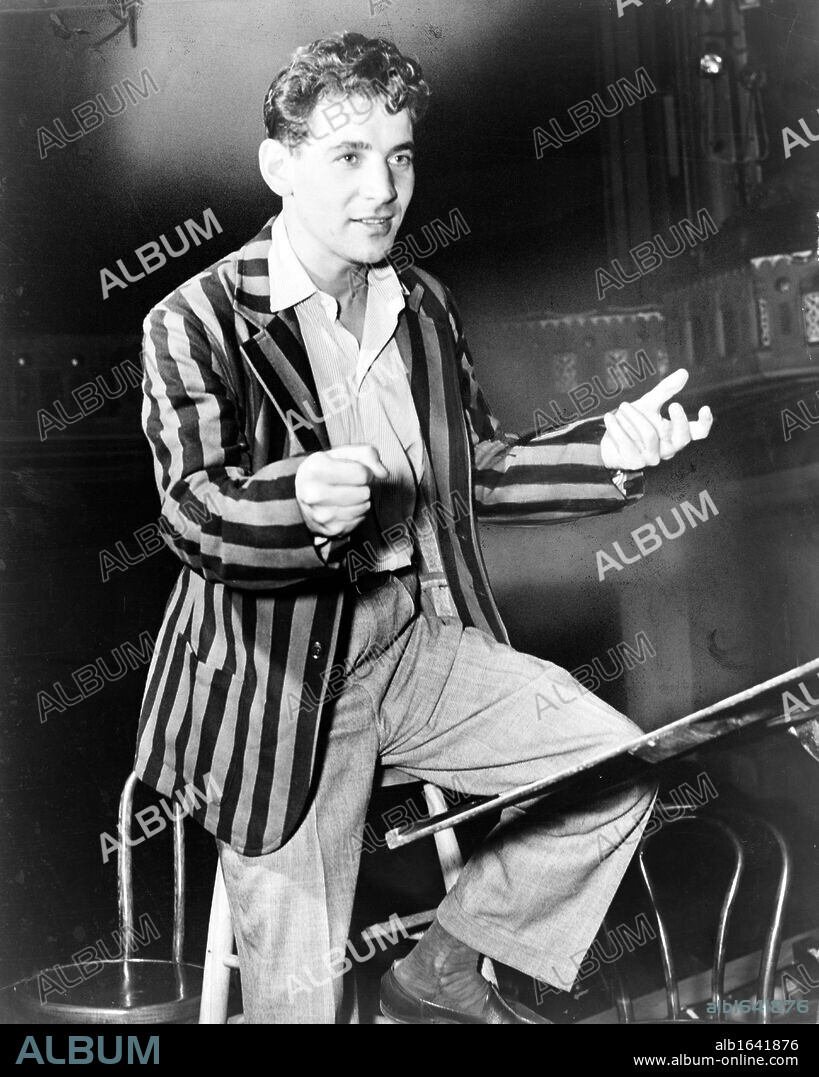 Leonard Bernstein, composer, conductor and musical director of New York City Symphony Source Library of Congress. 1945.
