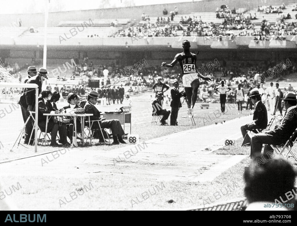 Bob Beamon at the Mexican Olympics, 1968.