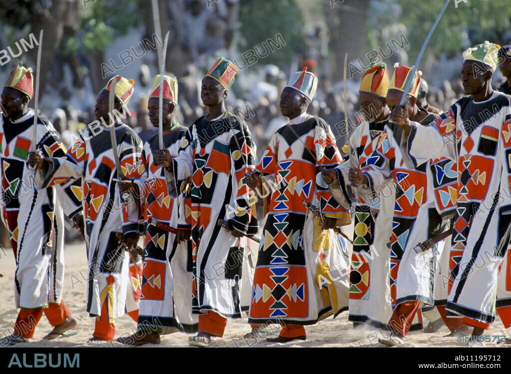Nigerian locals at tribal gathering durbar cultural event at Maiduguri in Nigeria, West Africa.