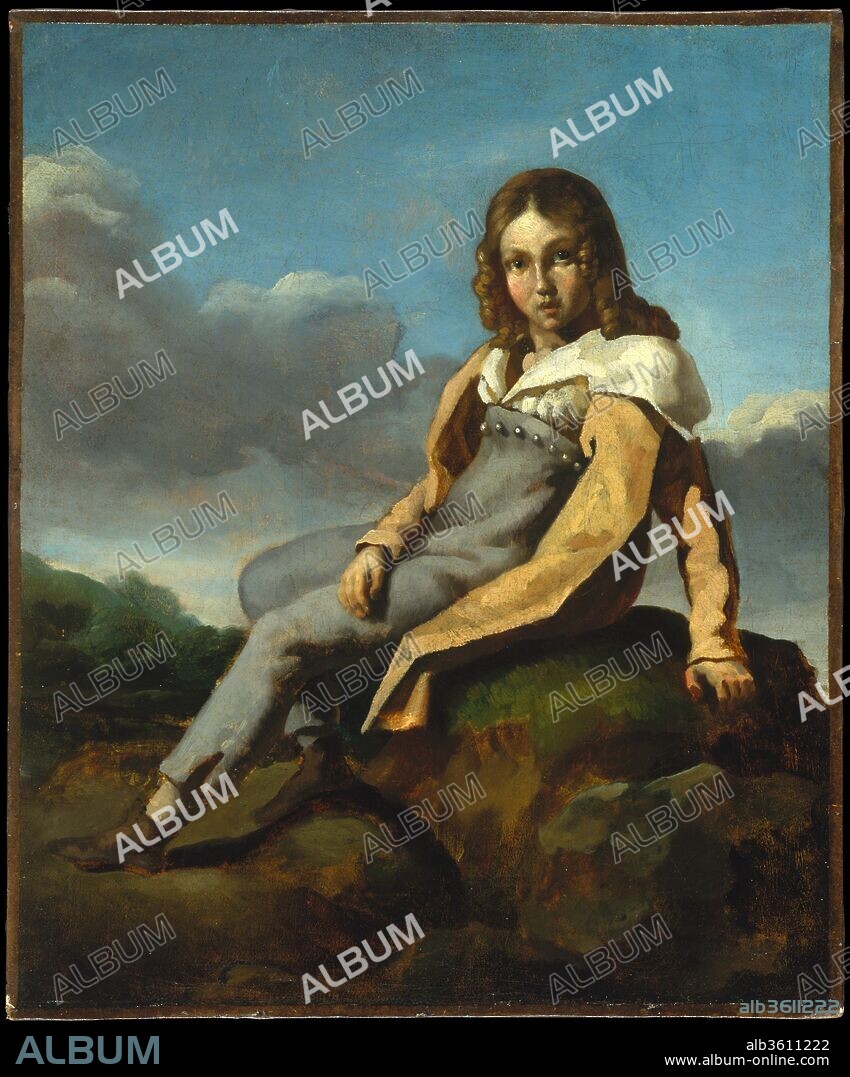 THéODORE GéRICAULT. Alfred Dedreux (1810-1860) as a Child. Artist: Théodore Gericault (French, Rouen 1791-1824 Paris). Dimensions: 18 x 15 in. (45.7 x 38.1 cm). Date: ca. 1819-20.
The subject of this portrait is the nephew of Gericault's friend the painter Pierre-Joseph Dedreux-Dorcy. This canvas is one of a small group of drawings and paintings (in various collections) that depict the eight- or nine-year-old Alfred and his younger sister, Elisabeth, with remarkable self-possession and grace for their age. Alfred became a painter and, like Gericault, was enamored of horses. Eugène Delacroix, who had studied with Gericault, later owned this painting.