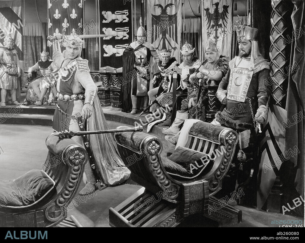 IAN KEITH, LIONHEART KING RICHARD I and HENRY WILCOXON. HENRY WILCOXON and IAN KEITH in THE CRUSADES, 1935, directed by CECIL B DEMILLE. Copyright PARAMOUNT PICTURES.