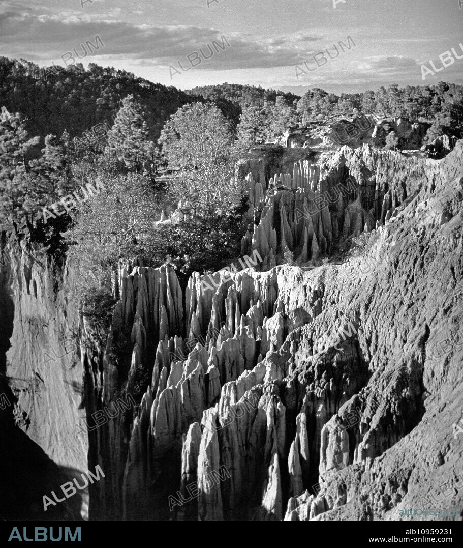 Karst landscape "Los Riscos" near Momostenango, Guatemala 1970s.