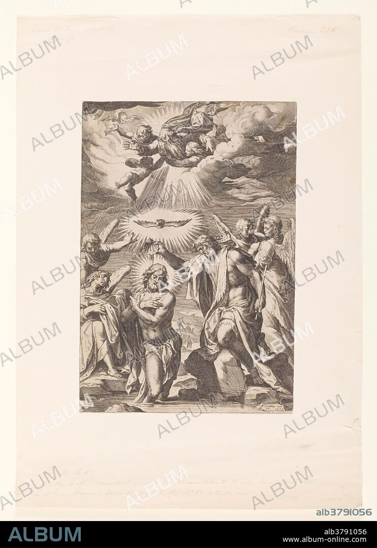 Cornelis Cort (Grabador); Francesco Salviati (Pintor) / 'El Bautismo de Cristo'. 1575. Buril sobre papel verjurado, 297 x 204 mm.