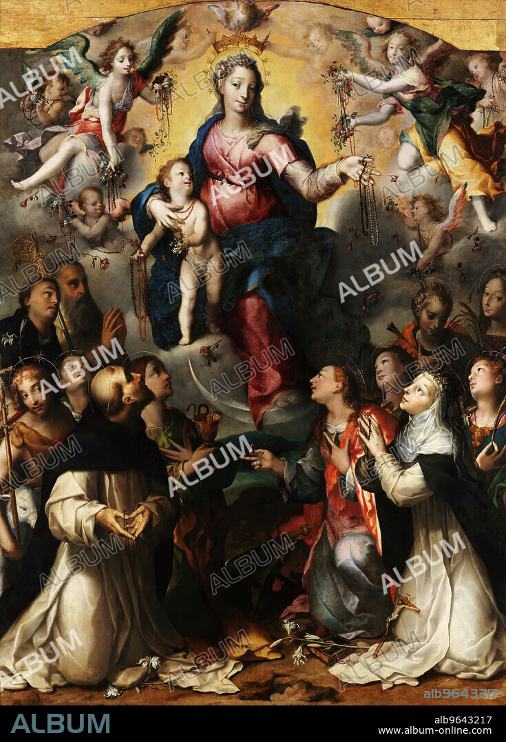 DIRCK HENDRICKSZ (D'ERRICO) (TEODORO). Madonna del Rosario (Madonna of the Rosary).