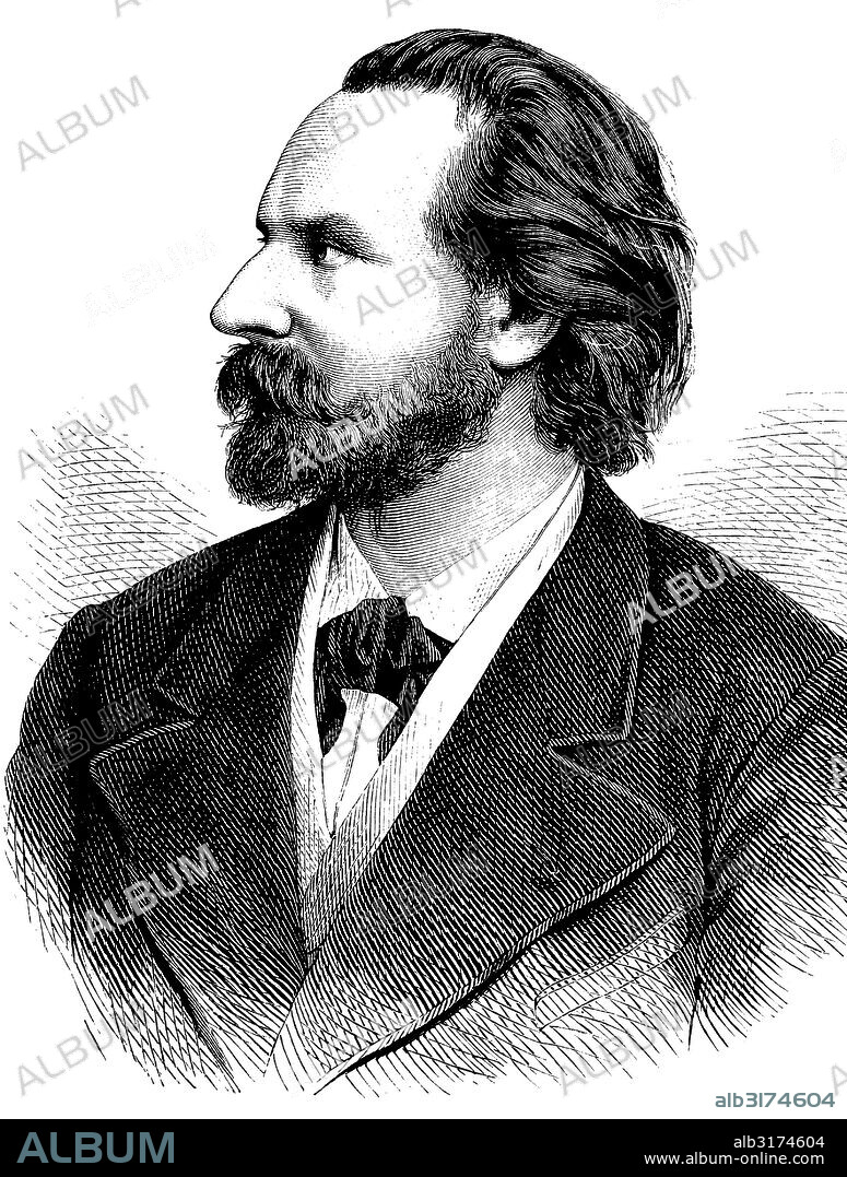 Adolf von wilbrandt, 1837-1911, a german writer and director of the burgtheater in vienna, historical engraving, about 1888.