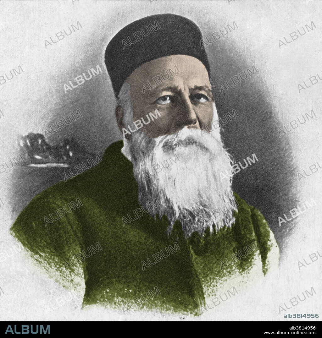 Engraving of Jean Henri Dunant (May 8, 1828 - October 30, 1910) was the founder of the Red Cross. He was the first Nobel Peace Prize winner in 1901.