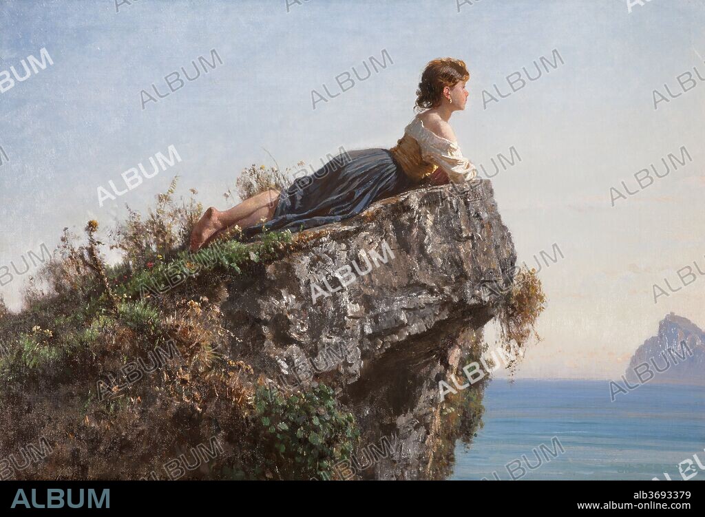 FILIPPO PALIZZI. La fanciulla sulla roccia a Sorrento (The girl on the rock in Sorrento).