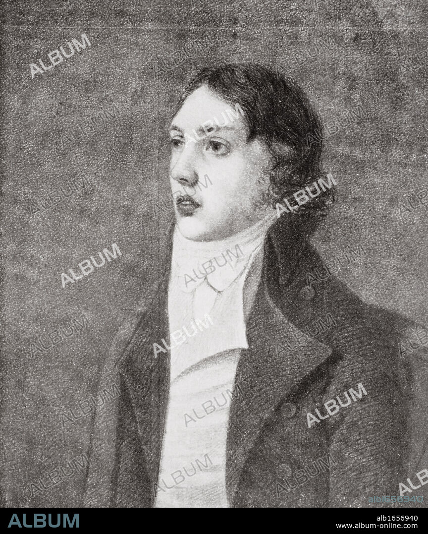 Samuel Taylor Coleridge,1772-1834. English poet, critic and philosopher. Drawn in 1798 by Hancock. From the book The Life of Charles Lamb Volume I by E V Lucas published 1905.