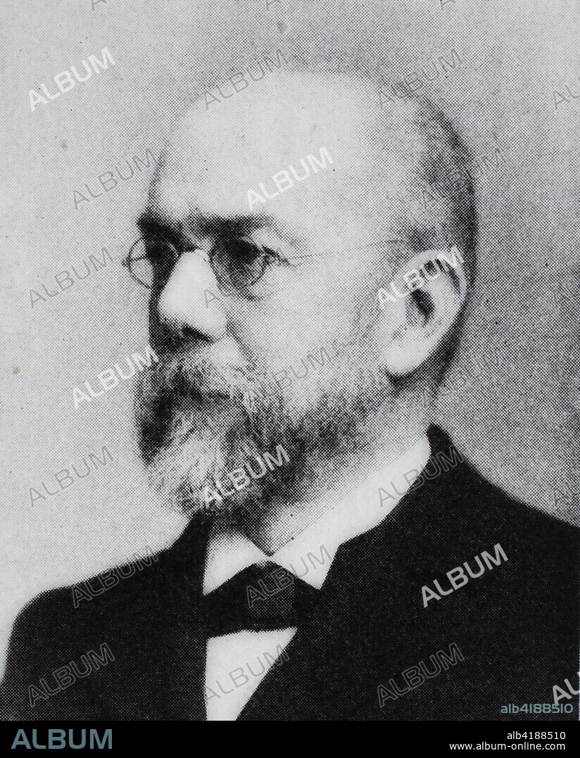 Robert Heinrich Hermann Koch, 1843 - 1910, celebrated German physician and pioneering microbiologist, historical image or illustration, published 1890, digital improved.