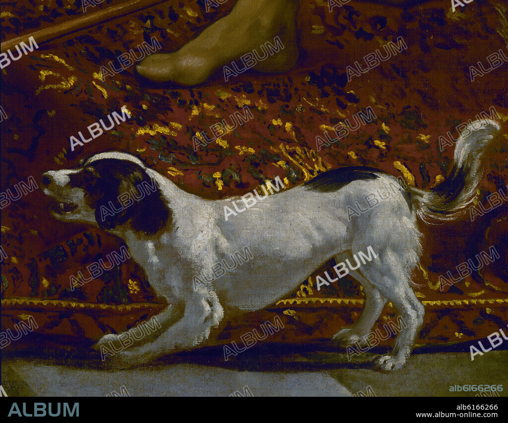 DIEGO VELAZQUEZ (1599-1660). LA TUNICA DE JOSE - DETALLE DEL PERRO - SIGLO XVII - BARROCO ESPAÑOL - RESTAURADO EN 1989 - Conjunto 7331.