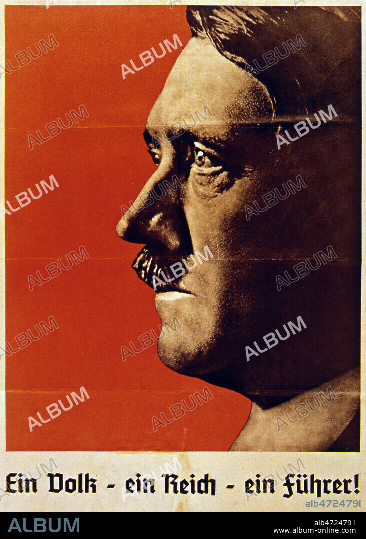 Ein Volk. ein Reich. ein fuhrer!. Affiche allemande nazie de 1938 pour l'Anschluss avec Adolph HITLER (1889-1945). Credit : Coll. JeanVigne/KHARBINE-TAPABOR.