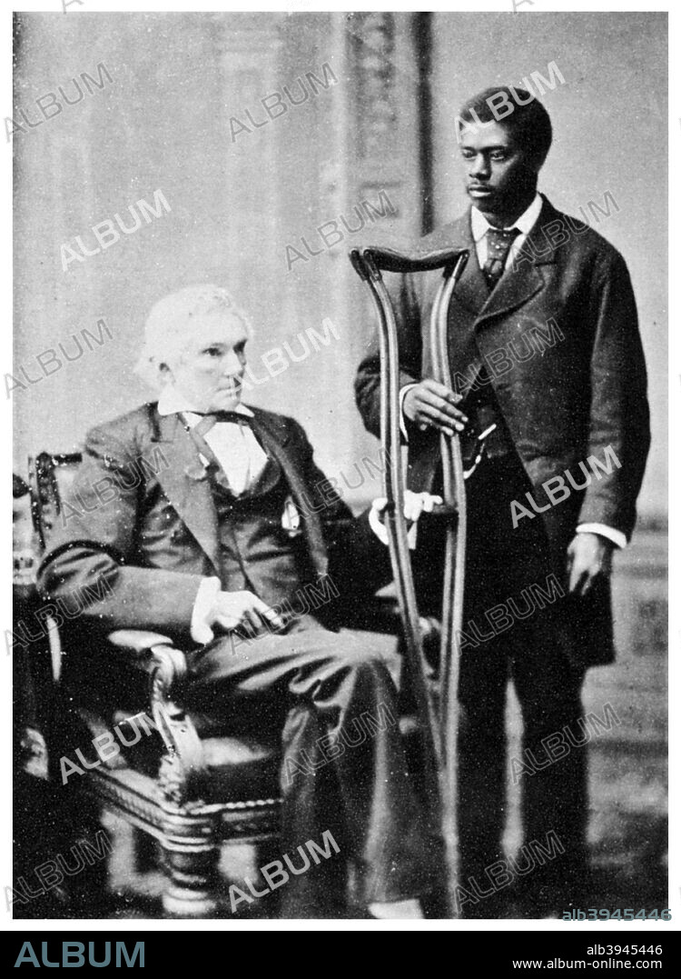Alexander H Stephens, American politician, and a servant, c1870s (1955). Stephens (1812-1883) served as Vice-president of the Confederacy during the American Civil War. He was a US congressman for Georgia before and after the war and was Governor of Georgia from 1882 until his death. Made invalid from a fall, Stephens was a neighbour of Matthew Brady's at the National Hotel in Washington. A print from Mathew Brady Historian with a Camera by James D Horan, Bonanza Books, New York, 1955.