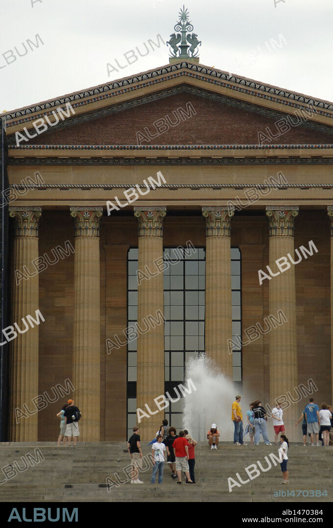 United States. Pennsylvania. Philadelphia Museum of Art. People on the stairs, known for movie Rocky.