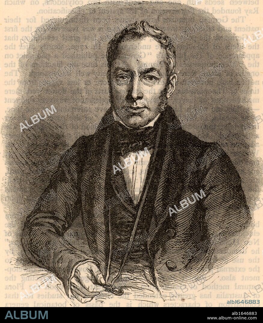Robert Brown (1773-1858) Scottish botanist, born at Montrose, Scotland. Botanist on the Flinders expedition to Australia (1801-1805). Librarian to Sir Joseph Banks and on Banks's death he inherited his library and herbarium which was transferred to the British Museum where Brown became first Keeper of the Botany Department. Engraving c1880. (Photo by: Universal History Archive/UIG via Getty Images).