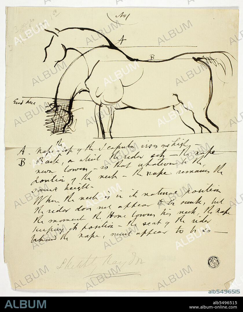 BENJAMIN ROBERT HAYDON. Sketch of Horse with Notations, n.d.