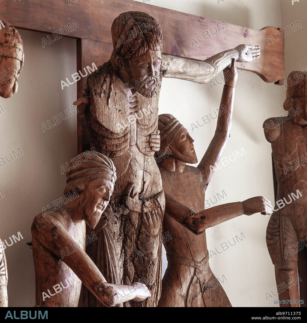 Descendimiento de la Cruz de Erill la Vall, detalle, siglo XII. Museu Episcopal de Vic.
