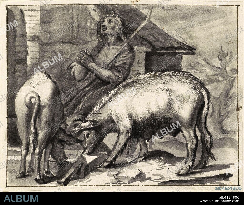 Farmyard with poultry. Artist: Abraham Bloemaert. Artist: Boëtius Adamsz. Bolswert. Draughtsman: Moses ter Borch. Dating: c. 1660 - c. 1661. Place: Zwolle. Measurements: h 110 mm × w 137 mm.