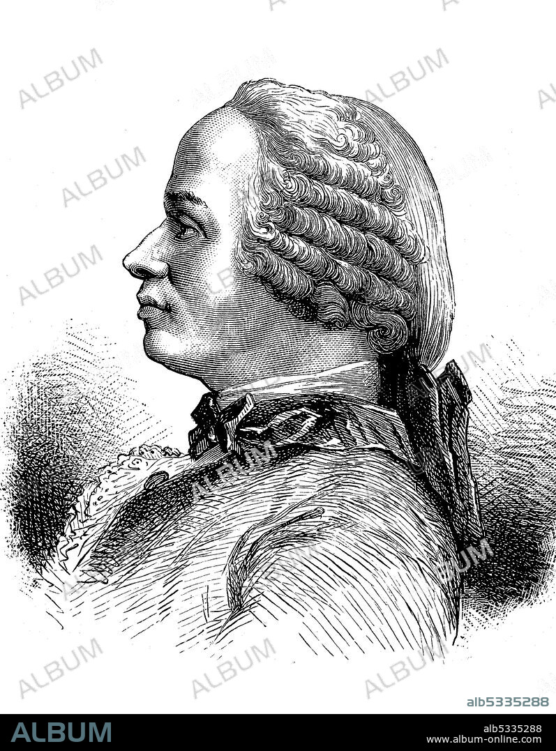 Jean-Baptiste le Rond d'Alembert, 16 November 1717 -29 October 1783, a French mathematician, mechanician, physicist, philosopher, and music theorist  /  Jean-Baptiste le Rond, 16. November 1717 - 29. Oktober 1783, ein französischer Mathematiker und Physiker und ein Philosoph der Aufklärung, Historisch, historical, digital improved reproduction of an original from the 19th century / digitale Reproduktion einer Originalvorlage aus dem 19. Jahrhundert,.
