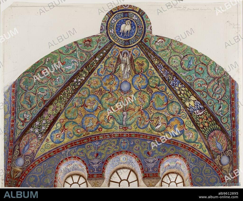 THOMAS MATTHEWS ROOKE. Drawing of Mosaics in the Vault of the Chancel of San Vitale, Ravenna, 1884.