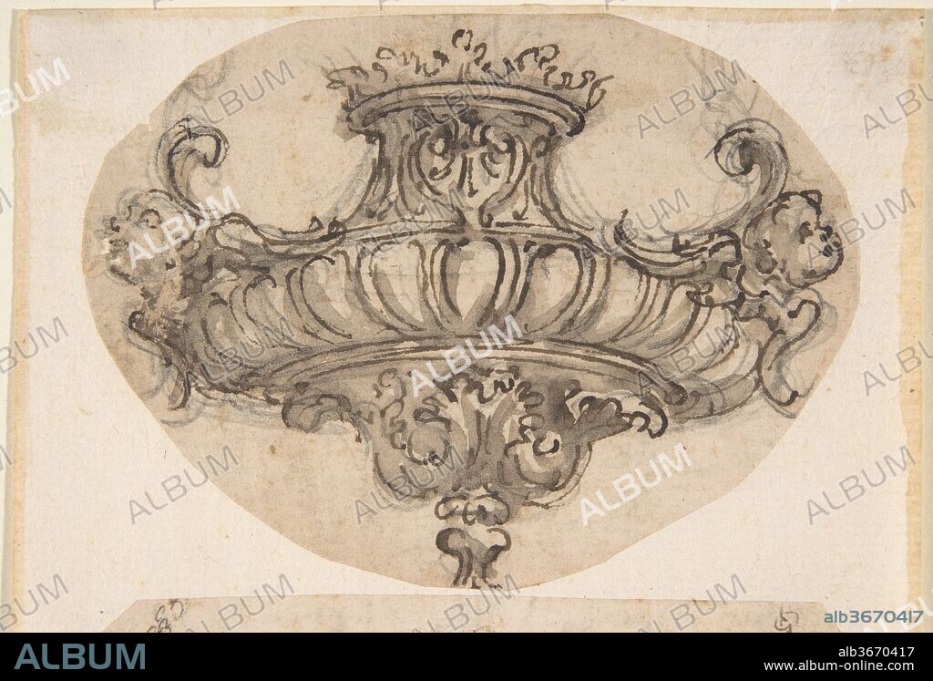 Design for Suspended Censer. Artist: Attributed to Giovanni Battista Foggini (Italian, Florence 1652-1725 Florence). Dimensions: sheet: 4 1/2 x 3 3/8 in. (11.4 x 8.5 cm). Date: 1652-1725.