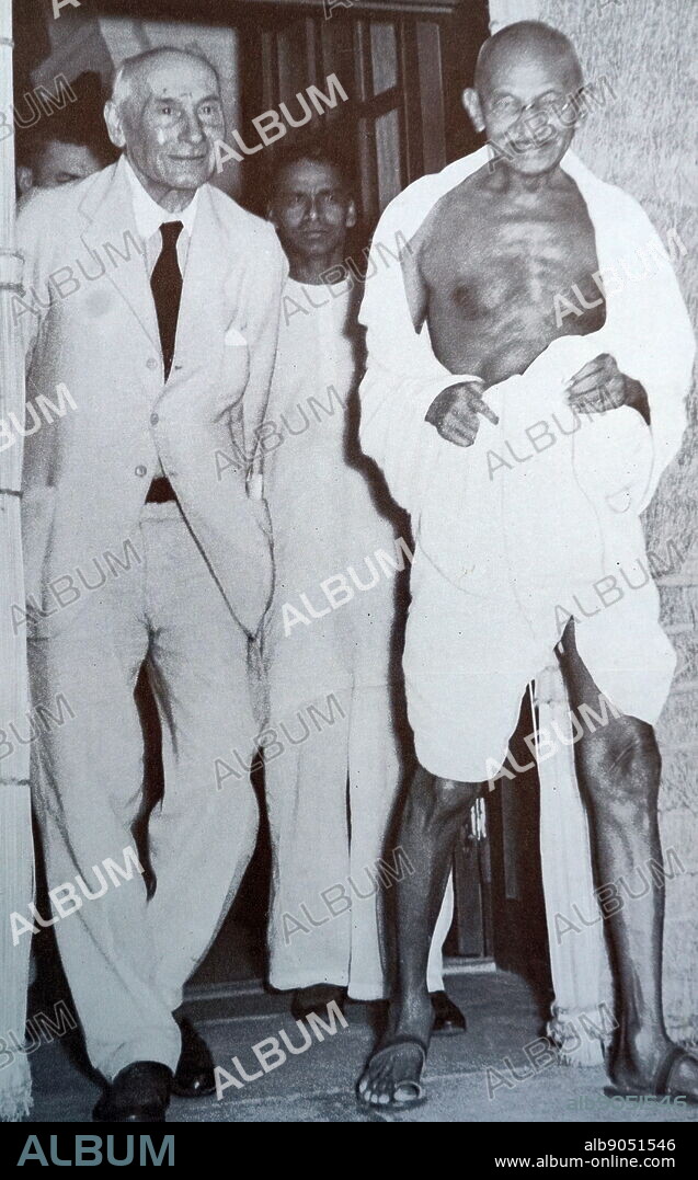 Lord Pethick-Lawrence, British Secretary of State for India, and Gandhi photographed as the latter was leaving after an interview, Delhi, April 18, 1946.