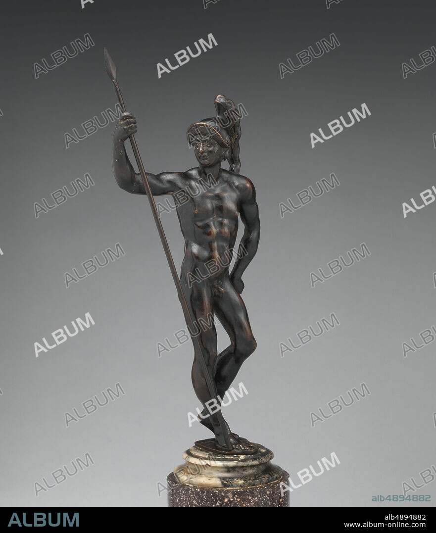 Nude Warrior, possibly Italian, late 16th century (?), possibly Italian, Bronze on marble base, Height: 13 3/8 in. (34 cm), Sculpture-Bronze.
