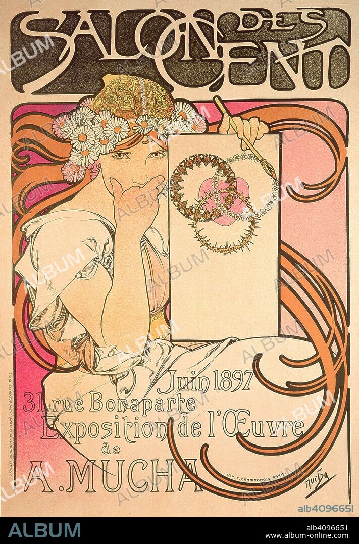 Poster for Salon des Cent. Alphonse Mucha Exhibition.