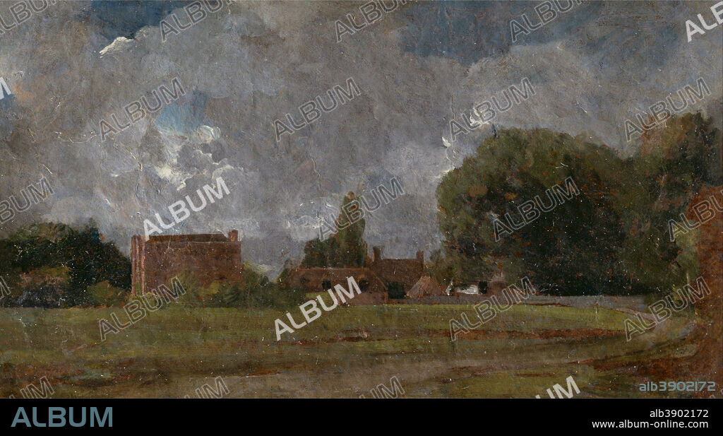 JOHN CONSTABLE. Golding Constable's House, East Bergholt: the Artist's birthplace. Date/Period: Ca. 1809. Painting. Oil on canvas. Height: 146 mm (5.74 in); Width: 254 mm (10 in).